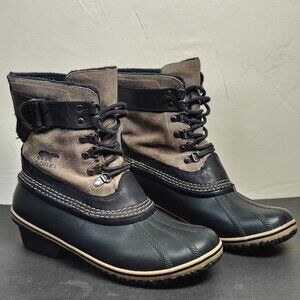 Sorel Boots Womens 10 Fancy Lace II Winter Snow Leather Duck Boots DNL-2125